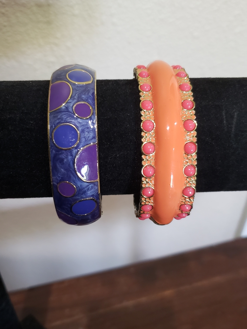 Bundle Set Of 2 Vintage Enamel Hinge Bracelets *PRICE FIRM*